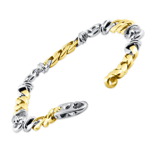 Men's Figaro Link 14k Gold (38gram) or Platinum (61gram) 8.5-9.5mm Bracelet 8.5"