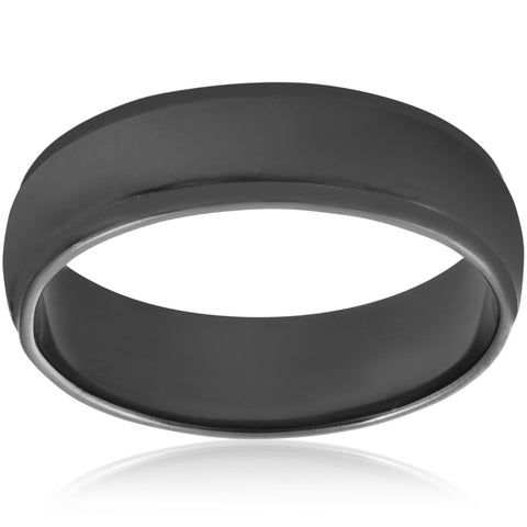 14k Black Gold Mens 6mm High Polished Step Cut Wedding Band