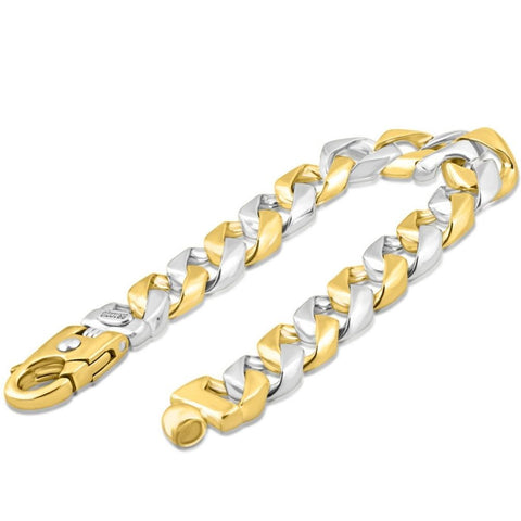 Men's Solid Cuban 14k Gold (70grams) or Platinum (112gram) Two Tone 13mm Bracelet 9"