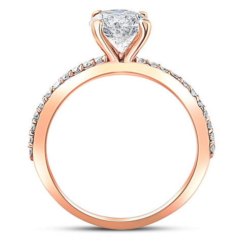 H/VS2 Rose Gold 1 3/4ct Diamond Engagement Ring Solitaire 14k Lab Grown