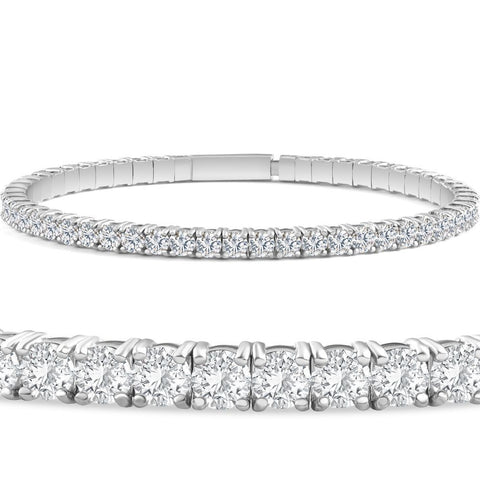 3.00-7.50Ct TW Flexible Diamond Bangle Tennis Bracelet Lab Grown 14k Gold