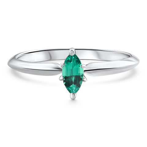 1/3Ct Emerald Marquise Solitaire Ring 10k Gold Lab Grown