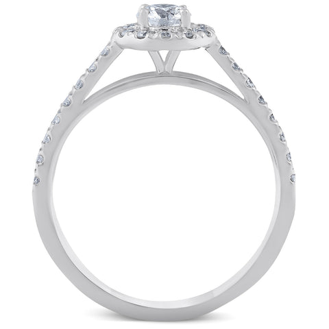 VS 3/4 Ct Halo Round Lab Grown EX3 Diamond Engagement Halo Ring 10k White Gold