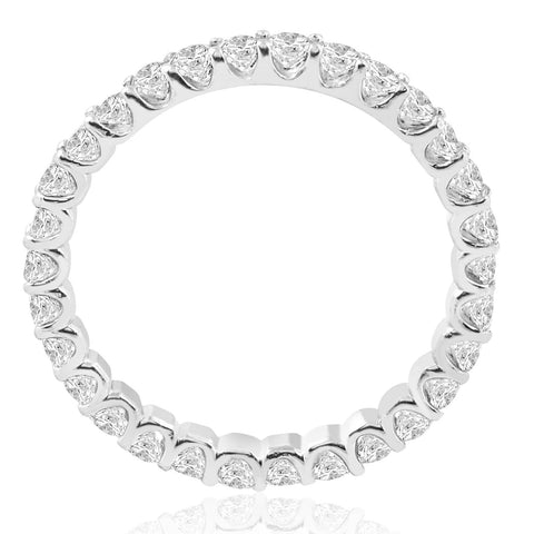 3/4Ct Round-Cut Natural Diamond Eternity Wedding Ring 14k White Gold U Prong