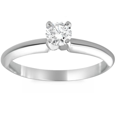 1/4Ct Solitaire Round Cut Diamond Platinum Engagement Ring