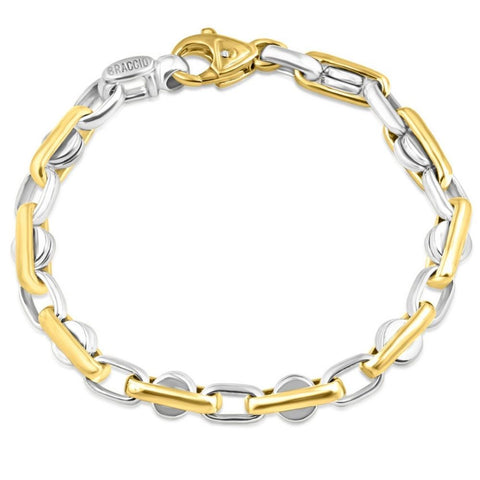 Men's Solid Designer Mariner 14k Gold (46grams) or Platinum (75gram) Two Tone 7.5mm Bracelet 8.5"