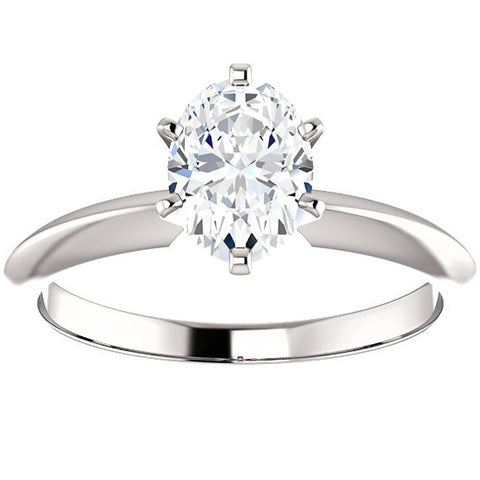 VVS 1 Ct Oval Moissanite Solitaire Engagement Ring 14k White Gold