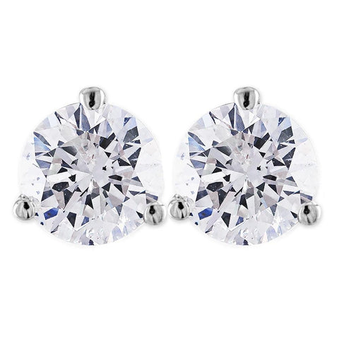 2 ct Round Solitaire Diamond Martini Studs 14k White Gold With Screw Backs