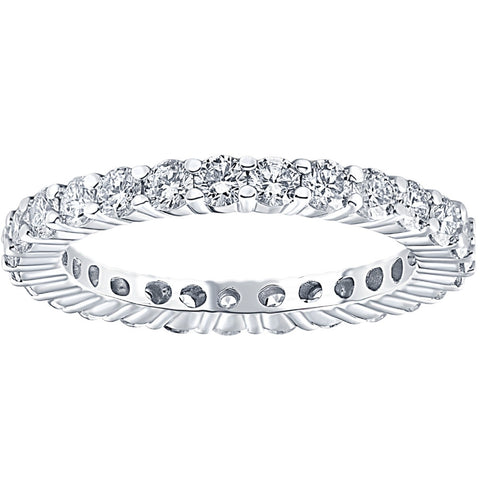 1 1/3Ct Diamond Eternity Wedding Ring 14K White Gold