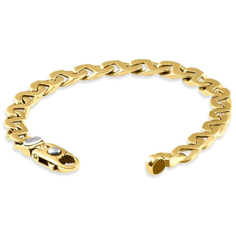 Men's Z Shape Mariner Link 14k Gold (30gram) or Platinum (48gram) 7.5mm Link Bracelet 8"