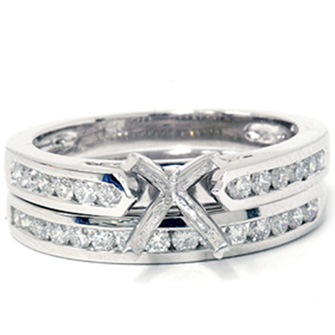 1/2ct Cathedral Diamond Channel Bridal Set Mounitng 14K White Gold