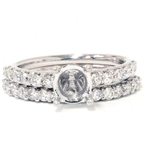 3/4ct Half Eternity Diamond Ring Set Semi Mount Solid 14K White Gold