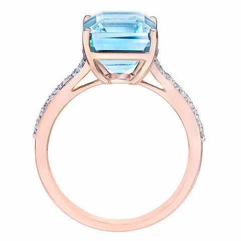 Aquamarine (11x9mm) & Diamond 14k Rose Gold Ring