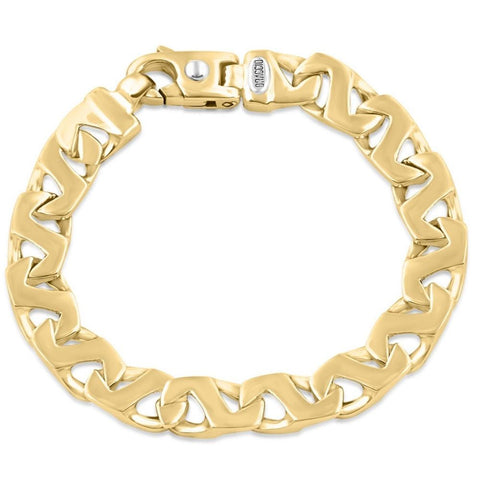 Men's Mariner Z Shape Link 14k Gold (42gram) or Platinum (68gram) 10mm Link Bracelet 8.2"