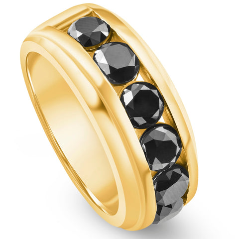 4 3/8Ct TW Black Diamond Men's Ring 10k Yellow or White Gold