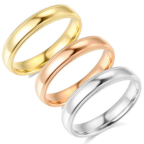 5mm Milgrain Plain High Polished Dome Wedding Band 10k White, Yellow, Rose Gold