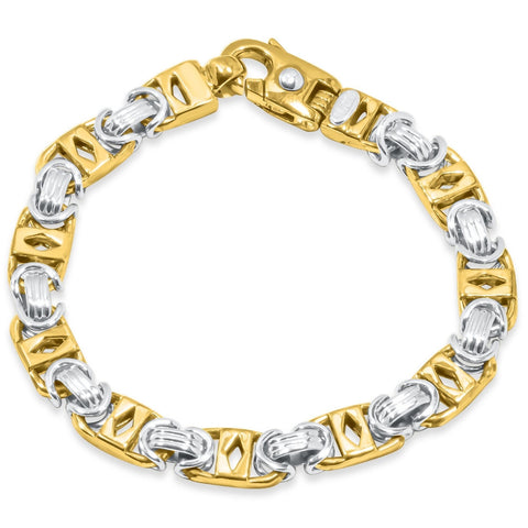 Men's Designer Byzantine Link 14k Gold (45gram) or Platinum (73gram) 9mm Bracelet 8.5"