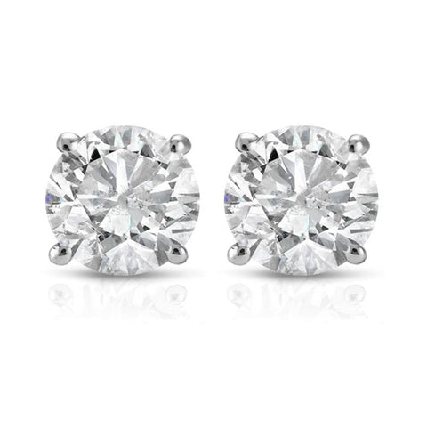 1Ct Solitaire Certified Diamond Stud Earrings Round Brilliant 4Prong Push Back