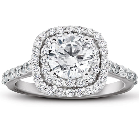 VS 2  Ct Diamond Cushion Halo Engagement Ring 14k White Gold