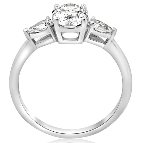 G/VS 1.50CT Oval & Pear Shape Lab Grown Diamond Engagement Ring 14k White Gold