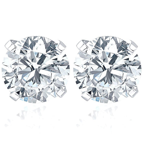 Certified 1Ct TW Round (D/E,VS/SI) Diamond Studs 14k Gold Lab Grown