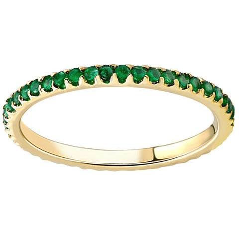 1/2Ct Genuine Emerald Eternity Ring Anniversary Band 10k Yellow Gold