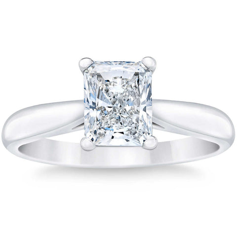 F/VS 1Ct Radiant Cut Solitaire Lab Grown Diamond Engagement Ring in Platinum