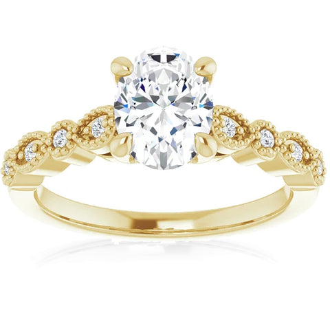 G/VS 1.10Ct Moissanite & Lab Grown Diamond Engagemeng Ring 10k Yellow Gold