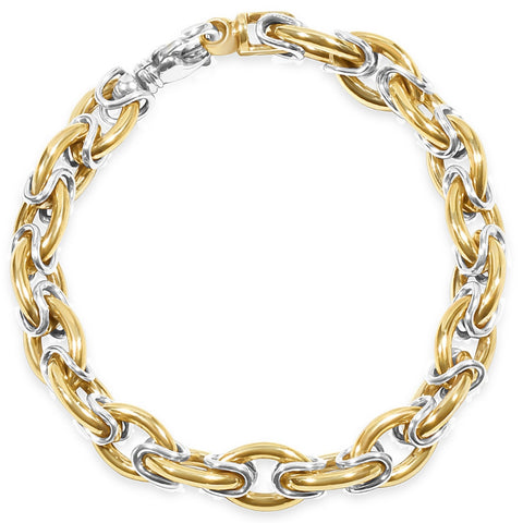 Men's Byzantine Round Link 14k Gold (59gram) or Platinum (96gram) 10mm Bracelet 8.5"