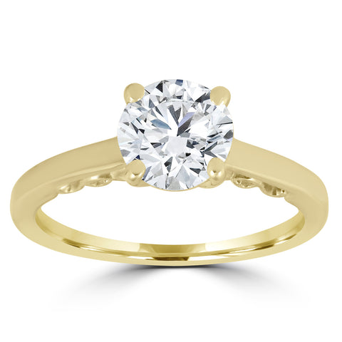 1 ct Diamond Round Brilliant Solitaire Engagement Ring 14k Yellow Gold Enhanced