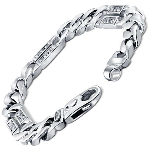 Men's Designer Diamond Figaro 14k Gold (85gram) or Platinum (159gram) 12mm Bracelet 8.5"