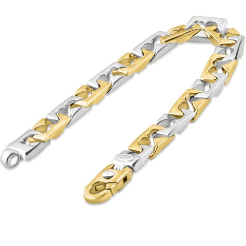 Men's Solid 14k Gold (50grams) or Platinum (80gram) Two Tone 10mm Bracelet 8.5"