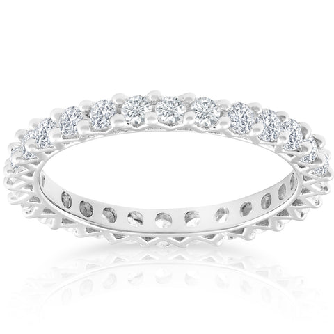 1 Ct TDW Diamond Eternity Wedding Ring 10k White Gold