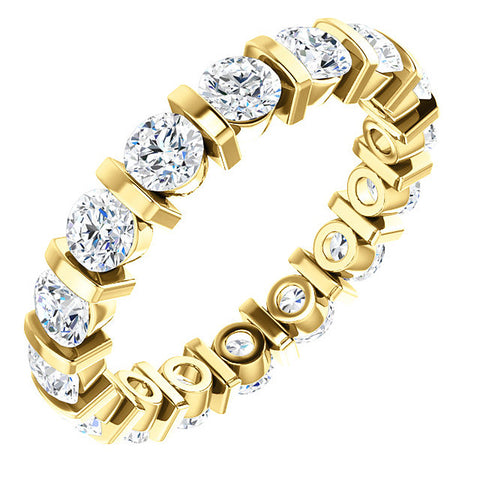 VS 2 1/2 Ct Lab Grown Diamond Bar Set Eternity Ring 14k Yellow Gold