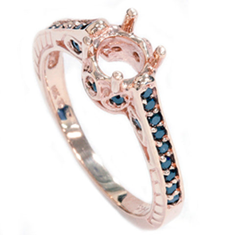 Rose Gold 1/4ct   Black Diamond Ring Setting 14K