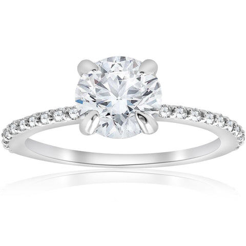 G/SI 1.25 Ct TDW Diamond Round Solitaire Engagement Ring 14k White Gold Enhanced