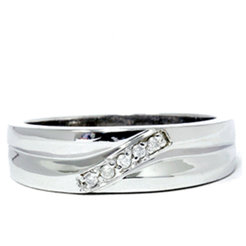 Mens High Polished White Gold Diamond Anniversary Ring