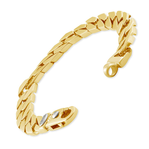 Men's Wide Curb Link 14k Gold (50 gram) or Platinum (90 gram) 10mm Bracelet 8.5"