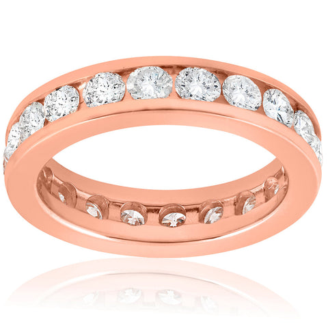 2 ct Diamond Eternity Ring 14k Rose Gold Channel Set Womens Round Wedding Band