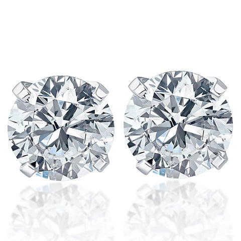 F-G SI 1/2 ct Round Cut Diamond Studs 14K White Gold Enhanced