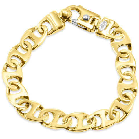 Men's Designer Flat Mariner Link 14k Gold (58gram) or Platinum (93gram) 12mm Bracelet 8.5"