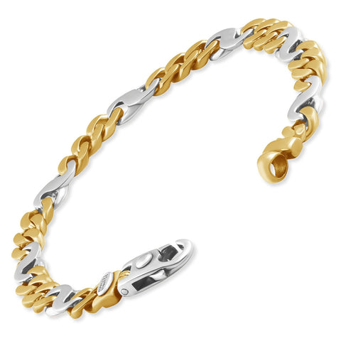 Men's S Shape Figaro Link 14k Gold (37gram) or Platinum (59gram) 8mm Bracelet 8.5"