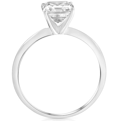 2Ct Asscher Solitaire Moissanite Engagement Ring in White Yellow or Rose Gold