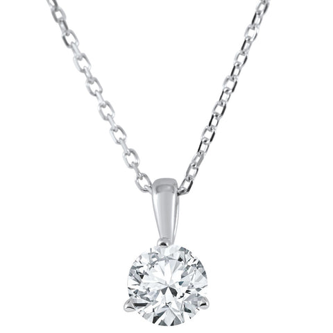 F/SI .33 ct Solitaire 100% Diamond Pendant in 14K and Platinum Lab Grown