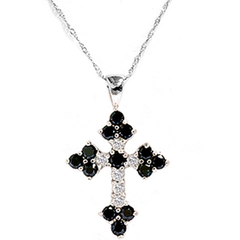 1 3/4ct Black & White Diamond Cross Pendant White Gold