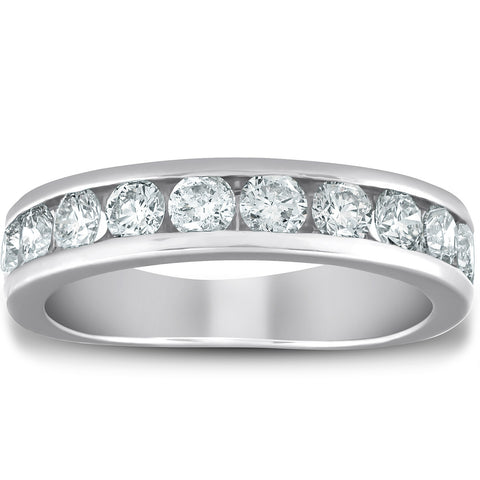 1 1/2 Ct Diamond Wedding Ring Channel Set Half Eternity Womens Band White Gold