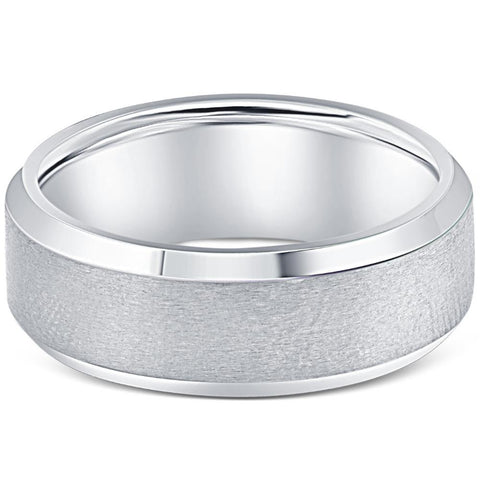 Titanium Mens Comfort Fit Brushed Beveled Polished Edge Wedding Band 7MM