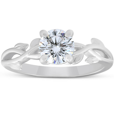 VVS 1 1/4 ct Solitaire Moissanite Vine Engagement Ring 14k White Gold