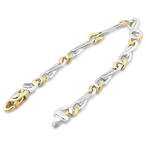 Men's Solid Fancy Figaro 14k Gold (31grams) or Platinum (51gram) Two Tone 8mm Bracelet 8.25"