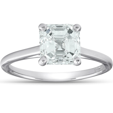 2 Ct Asscher Cut Diamond Solitaire Engagment Ring Platinum Enhanced